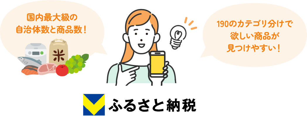 最大級の豊富な商品数・自治体数。しかも探しやすい！
